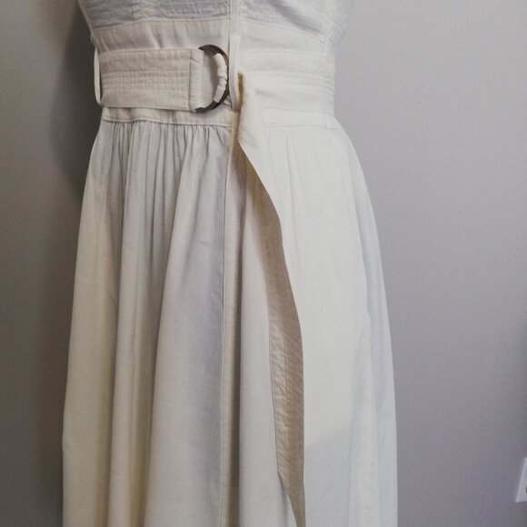 Theory Off White Linen Blend Dress with Belt Size 6 - Picture 8 of 11